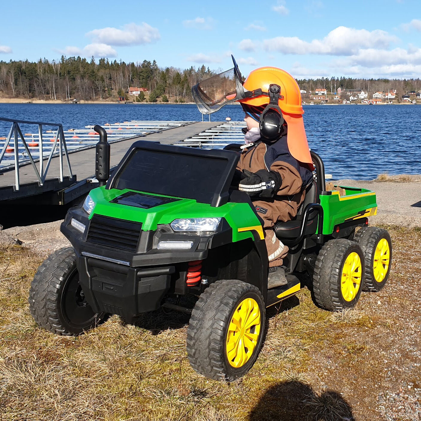 Sähköauto Truckster 4WD - Vihreä-harmaa